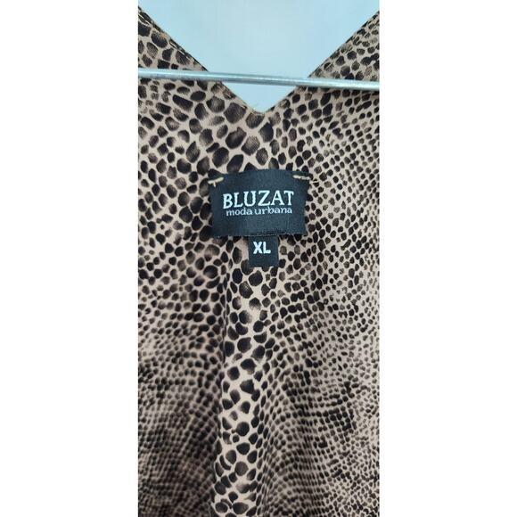 BLUZAT‎ Vest Viscose Snakeskin Wrap Cardigan Duster Tie Belt Brown Wrap DressXL - Picture 7 of 11